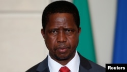 Le président de la Zambie Edgar Lungu au Palais de l'Élysée, à Paris, le 8 février 2016.