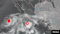 Huracán Andrés y la depresión tropical identificada hasta ahora solo como Two-E.