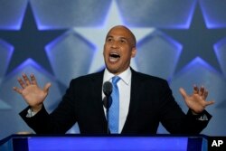 Sen. Cory Booker, D-NJ., speaks during the first day of the Democratic National Convention in Philadelphia , July 25, 2016.