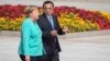 中国总理李克强与德国总理默克尔在北京人大会堂前出席欢迎仪式。（2019年9月6日）