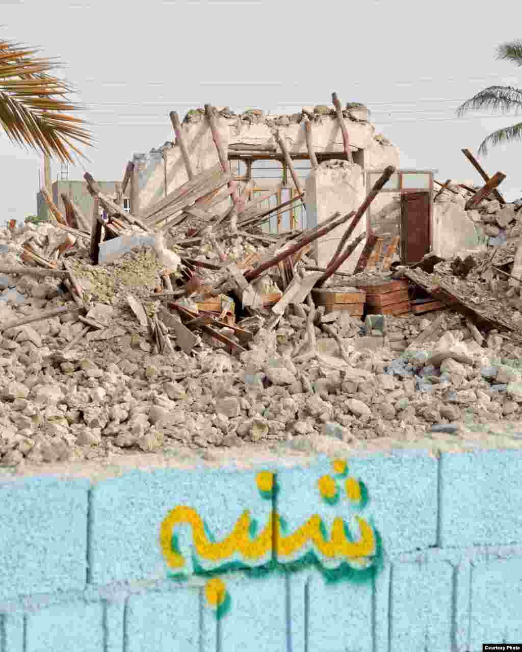 Destruction near the city of Bushehr, Iran, after a 6.1 magnitude earthquake struck on April 9, 2012. 