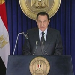 President Hosni Mubarak during a broadcast in which he said he had asked his cabinet to resign