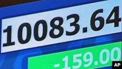 Information board at a German stock exchange, 19 May 2010