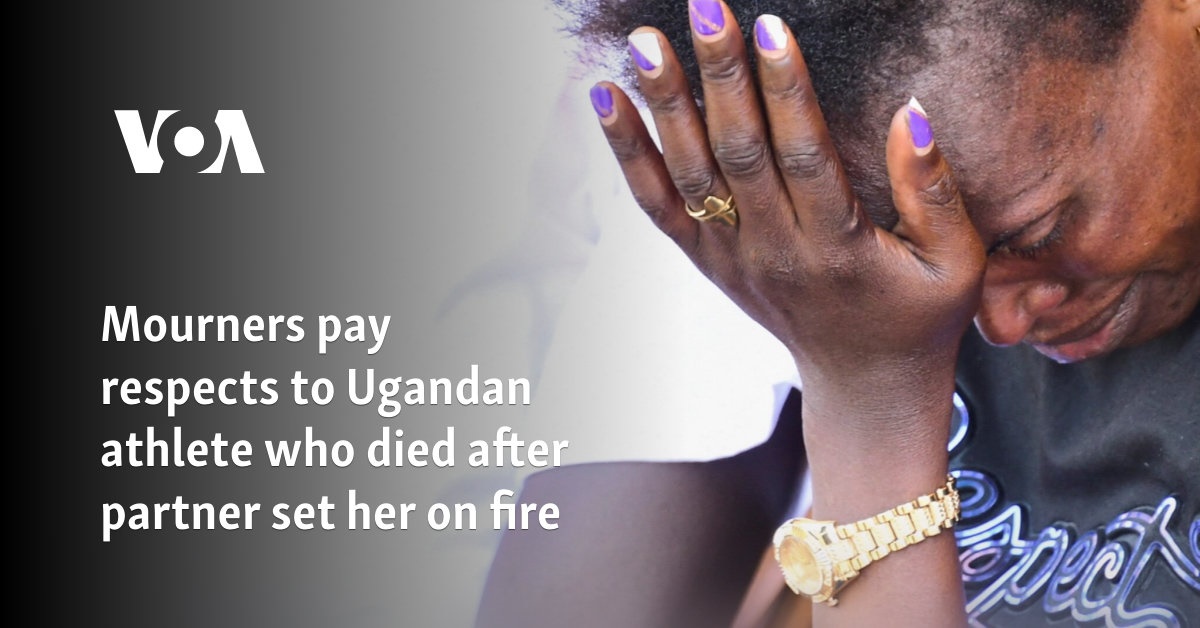 Mourners pay respects to Ugandan athlete who died after partner set her on fire