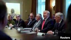 美国总统川普在白宫主持内阁会议。（2018年1月10日）