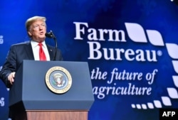 도널드 트럼프 미국 대통령이 14일 루이지애나주 뉴올리언스에서 열린 미국농업생산자협회(AFBF) 연례 총회에서 연설하고 있다.
