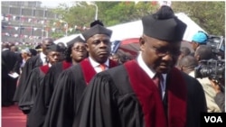 FILE - Justices of the Supreme Court of Liberia.