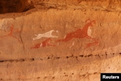 Rock art is pictured at Tadrart Acacus, in Ghat, Libya, May 30, 2014.