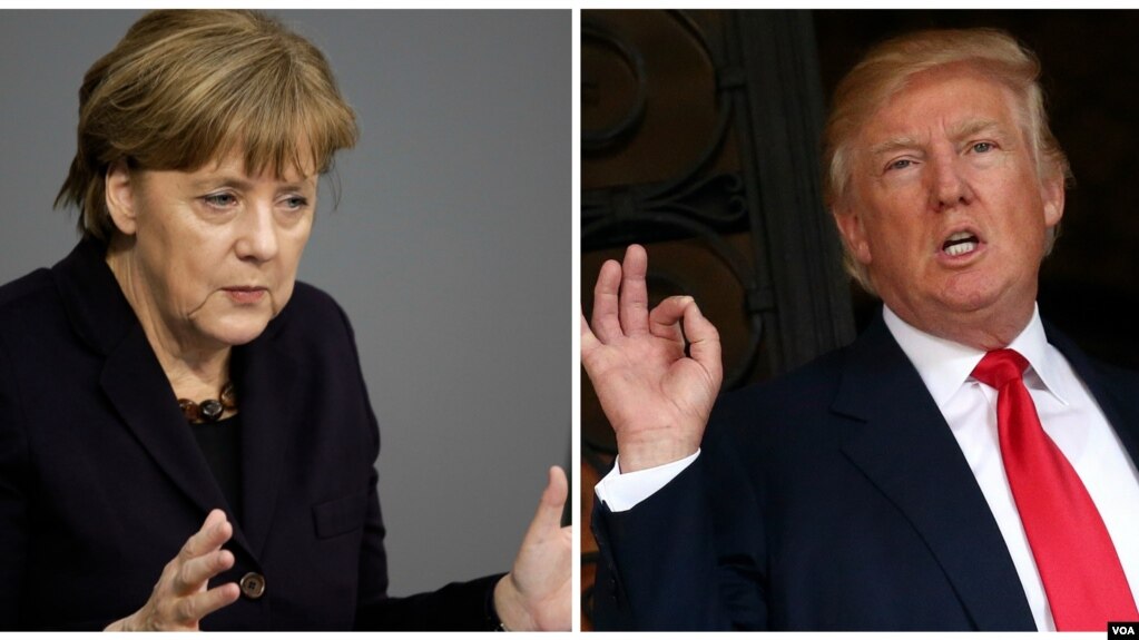 La canciller alemania, Angela Merkel, y el presidente de EE.UU., Donald Turmp se reúnen por primera vez en la Casa Blanca.