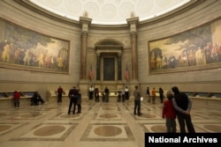 The public can view the founding documents of the United States, including the Declaration of Independence, Constitution, and Bill of Rights, in the National Archives Museum's Rotunda.