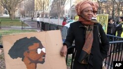 Emira Woods was one of the pro-Lumumba protesters outside the White House, Jan 17, 2012
