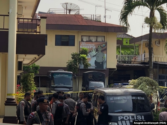 Polrestabes Medan pada 13 November 2019. (Foto: VOA/Anugrah Andriansyah)