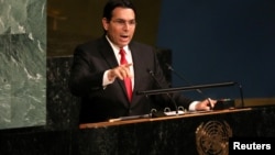 FILE - Israeli Ambassador to the United Nations Danny Danon addresses a United Nations General Assembly meeting.