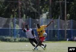 Une séance d'entraînement des Black Stars à Moscou, le 4 juin 2018.