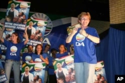 DA leader Helen Zille at a pre-election rally in Port Elizabeth. The DA is convinced it’ll gain control of the city on May 18