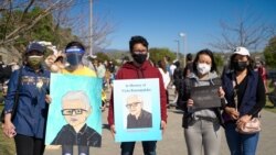 A group of Thai-Americans in Los Angeles participates in the Asian American event to raise awareness about the increase in hate crimes against Asians in the US at the Los Angeles State Historic Park near Chinatown Los Angeles, CA. Feb 20, 2021.