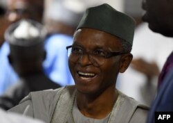 This photograph taken on Feb.18, 2019, shows Kaduna State Governor Nasir El-Rufai as he speaks in Abuja, about an attack by gunmen on villages in northwest Nigeria last week.