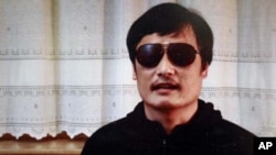 Blind legal activist Chen Guangcheng is seen in a video posted on YouTube on April 27, 2012 by the Chinese news website Boxun.com. 