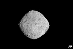 FILE - This Nov. 16, 2018, image provide by NASA shows the asteroid Bennu.