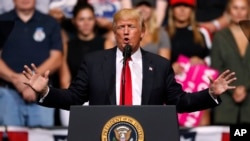 President Donald Trump speaks during a rally, June 21, 2017, in Cedar Rapids, Iowa. 