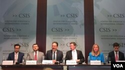 戰略與國際問題研究中心（CSIS）2018年4月12日在華盛頓召開中國海上絲綢之路研究報告發表討論會（美國之音葉林拍攝）