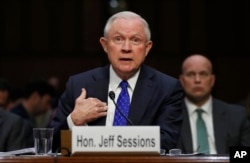 Attorney General Jeff Sessions testifies before the Senate Judiciary Committee on Capitol Hill in Washington, Oct. 18, 2017.