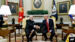 印度总理莫迪在白宫与美国总统川普进行了首次面对面的会晤（2017年6月26日）