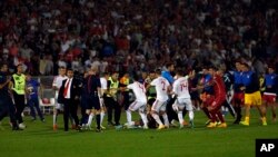 Koškanje na terenu tokom utakmice između Srbije i Albanije