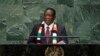 Le président du Zimbabwe, Emmerson Mnangagwa, devant l'Assemblée des Nations Unies le 26 septembre 2018.