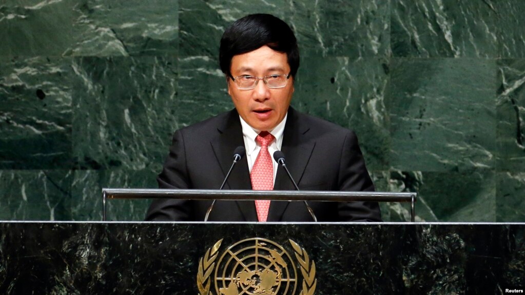 Ông Phạm Bình Minh trong một lần phát biểu trước Đại Hội đồng Liên Hợp Quốc.