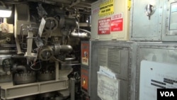 A peek inside the USS Alaska, which carries ballistic missiles and torpedoes. (C. Babb/VOA)
