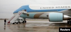 FILE - Air Force One sits ready for boarding on the tarmac at Joint Base Andrews in Maryland, Dec. 6, 2016.