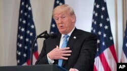 Le président Donald Trump lors de sa conférence de presse, mercredi 26 septembre 2018, à New York. (AP Photo / Mary Altaffer)