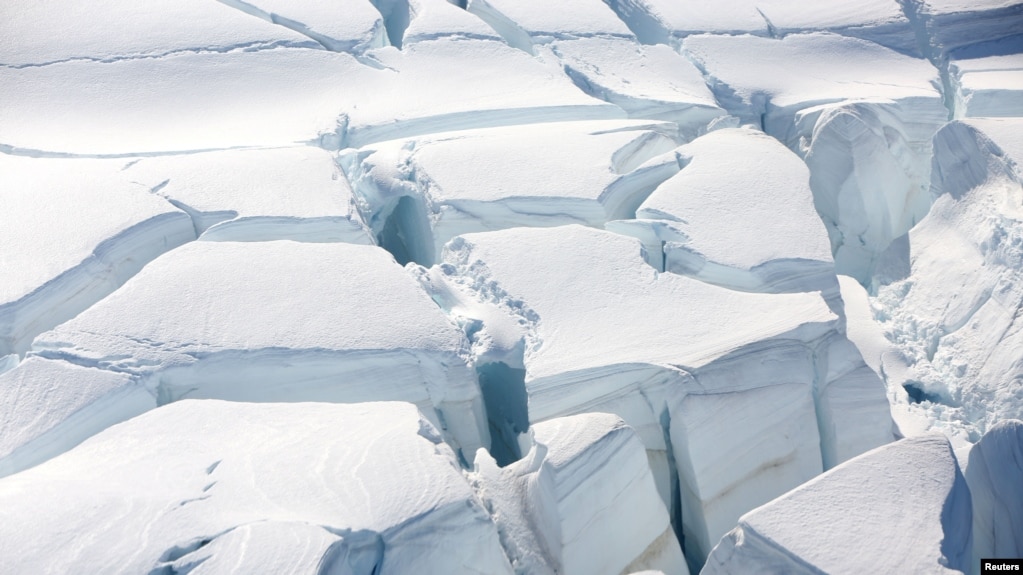 FILE - A glacier is shown in a photo taken in Half Moon Bay, Antarctica, Feb. 18, 2018.