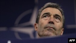 Tổng thư ký NATO Anders Fogh Rasmussen phát biểu tại cuộc họp báo ở Brussels, ngày 9/6/2011