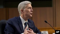 Supreme Court Justice nominee Neil Gorsuch testifies on Capitol Hill in Washington, March 22, 2017, during his confirmation hearing before the Senate Judiciary Committee.