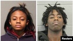 A combination photo shows four people charged with felonies for the beating of a man with mental health issues.