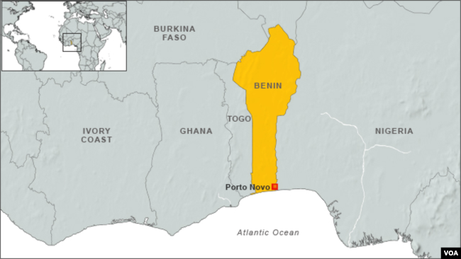 Map of Benin, Africa