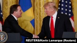 Stefan Lofven (L) i Donald Tramp (D), švedski premijer i američki tokom susreta u Vašingtonu u martu 2018, arhivska fotografija