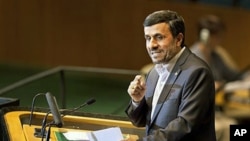 Iranian President Mahmoud Ahmadinejad speaks during the 66th session of the United Nations General Assembly at U.N. headquarters, September 22, 2011.
