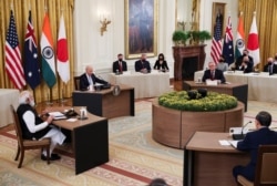 Presiden AS Joe Biden menjadi tuan rumah KTT Quad di Gedung Putih (24/9).