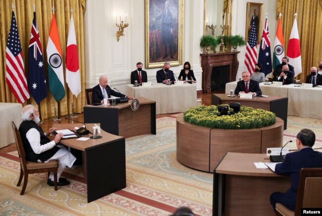 Presiden AS Joe Biden menjadi tuan rumah KTT Quad di Gedung Putih (24/9).