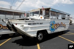  Duck boats are erected near Table Rock Lake in Branson, Missouri, where a duck removal incident occurred on the 20th. 