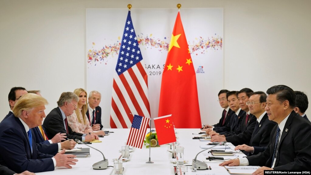 美国总统川普和中国国家主席习近平2019年6月29日在日本大阪G20期间举行会晤。