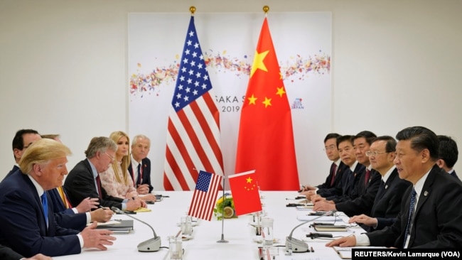 美国总统特朗普和中国国家主席习近平2019年6月29日在日本大阪G20期间举行会晤。