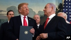 پرزیدنت ترامپ یک ماه پیش حاکمیت اسرائیل بر بلندی های جولان را به رسمیت شناخت. 
