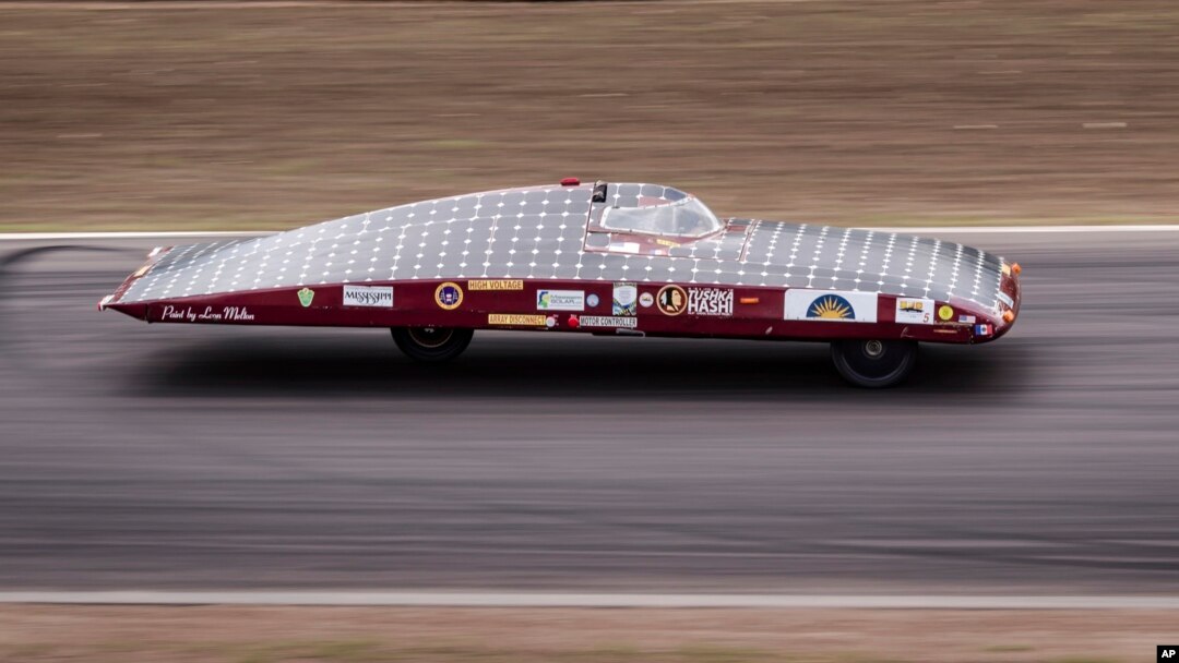 The Mississippi Choctaw High School Solar Car Team, one of several from the U.S., competes during the qualification lap for the 2017 World Solar Challenge at Hidden Valley race track in Darwin, Australia, Oct. 7, 2017.