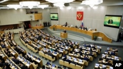 Tổng thống Nga Putin phát biểu tại Hạ viện.