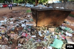 FILE - In Mbare township, sewer water flows and refuse has gone for days without being collected, Harare, Zimbabwe, Jan. 5, 2017. (S.Mhofu/VOA)