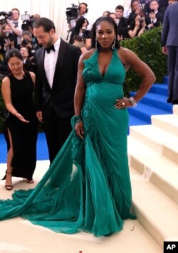 Serena Williams attends The Metropolitan Museum of Art's Costume Institute benefit gala celebrating the opening of the Rei Kawakubo/Comme des Garçons: Art of the In-Between exhibition on May 1, 2017, in New York.